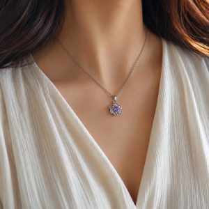 گردنبند زنانه استیل افسونِ بنفش