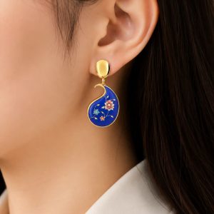 گوشواره زنانه رزینی آبی خاتون