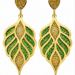 گوشواره رزینی زنانه برگ زمردین
